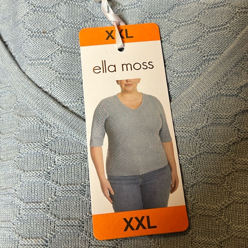 Nwt Ella Moss Women's Elbow Sleeve Lightweight Ss Sweater Blue Summer Spring — image 4 of 7